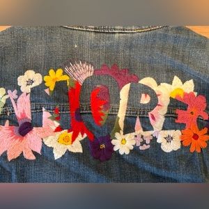 Pilcro and the Letterpress by Anthropologie embroidered “Amore” denim jacket